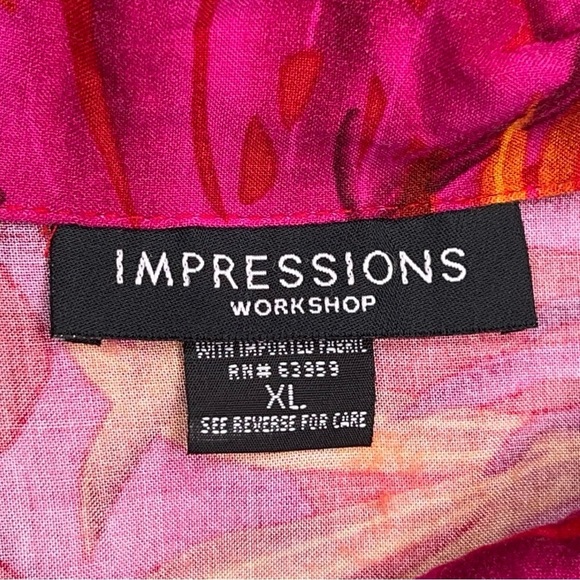 XL Vintage * READ Impressions Tropical Dress Fuchsia Orange Sleeveless Rayon - Picture 12 of 14